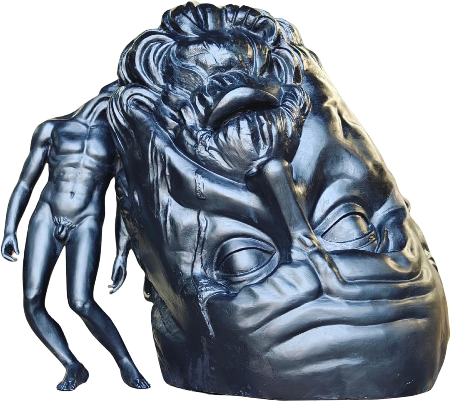 “Not Enough Brains to Survive” Bronze Sculpture – Thomas Lerooy, 23.6″ Handmade Lost-Wax Solid Bronze Figurine, Modern Surreal Art Statue for Home Office Décor, Gift.