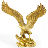 Golden Bronze Eagle Sculpture -  Handcrafted Wing-Spreading Bird of Prey Statue with Luxurious Finish, Wildlife Art Figurine for Home Decor and Gift