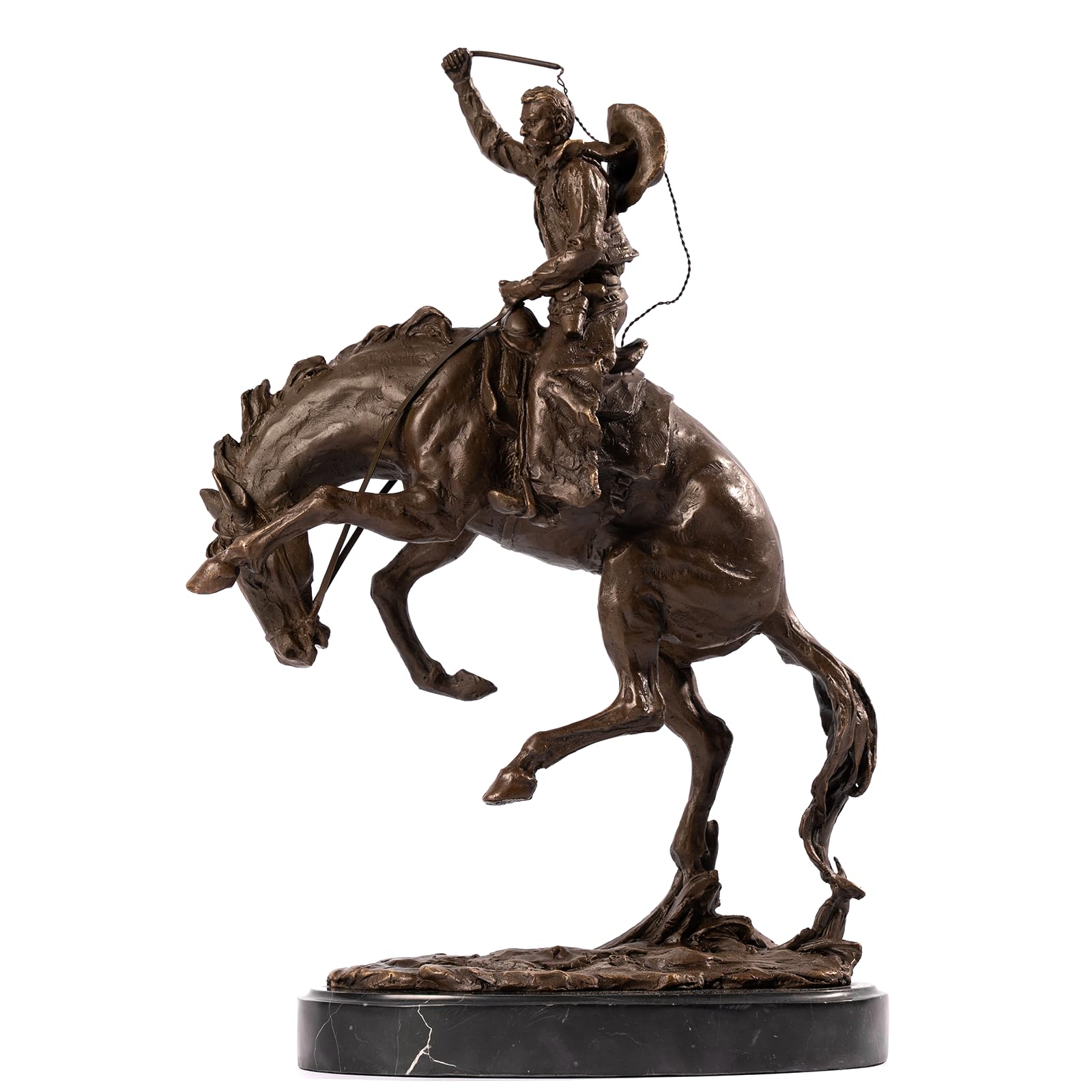 Bronze The Bronco Buster Sculpture by Frederic Remington - Classic Western Cowboy Taming Wild Horse Bronze Statue