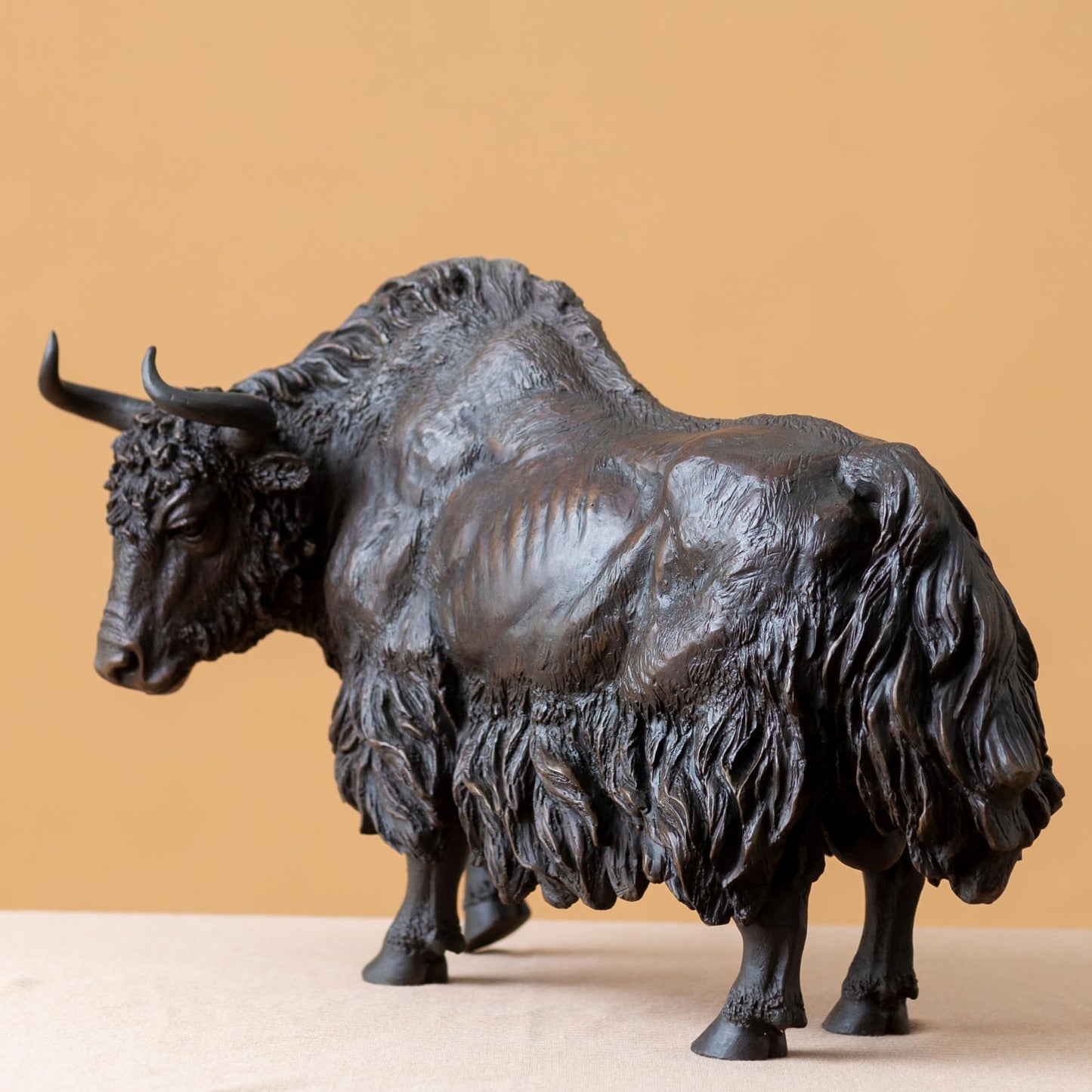 Large Bronze Bison Sculpture – 20.8'' American Buffalo Statue, Pure Lost-Wax Cast Bronze Animal Figurine for Home, Office & Gallery Decor