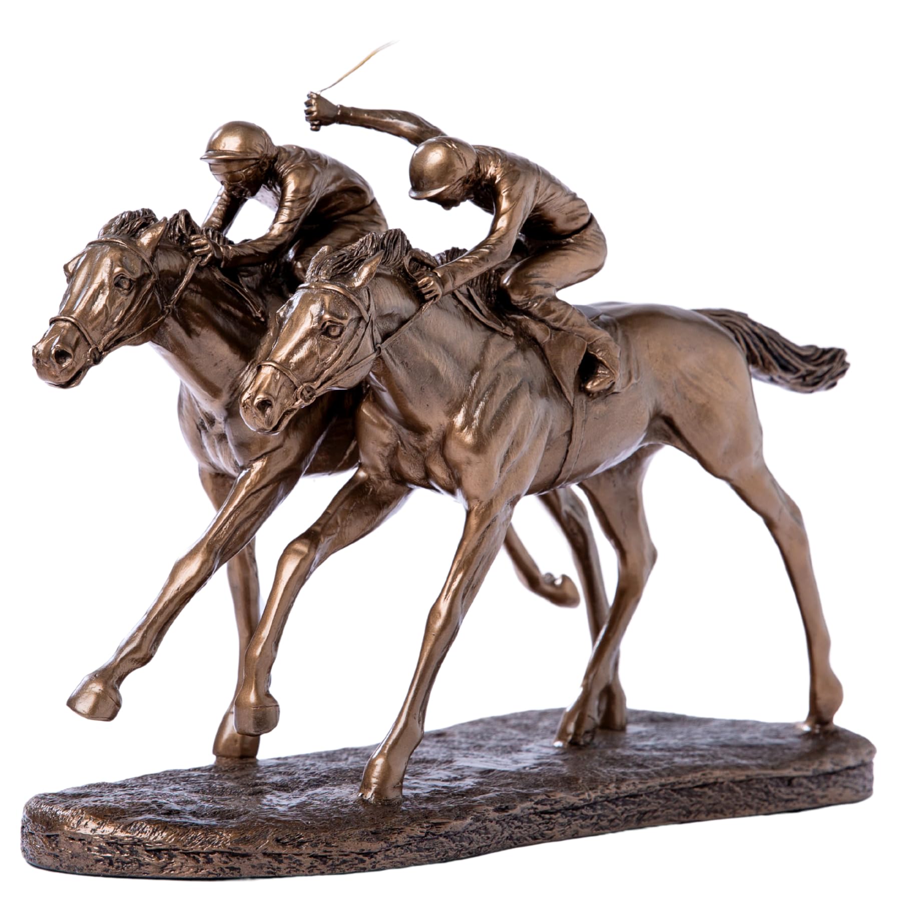 Modern Jockeys Horse Racing Bronze Resin Sculpture - Sleek Equestrian Art, Handmade Home Decor, Unique Gift for Horse Racing Fans, Sports Art Collectors