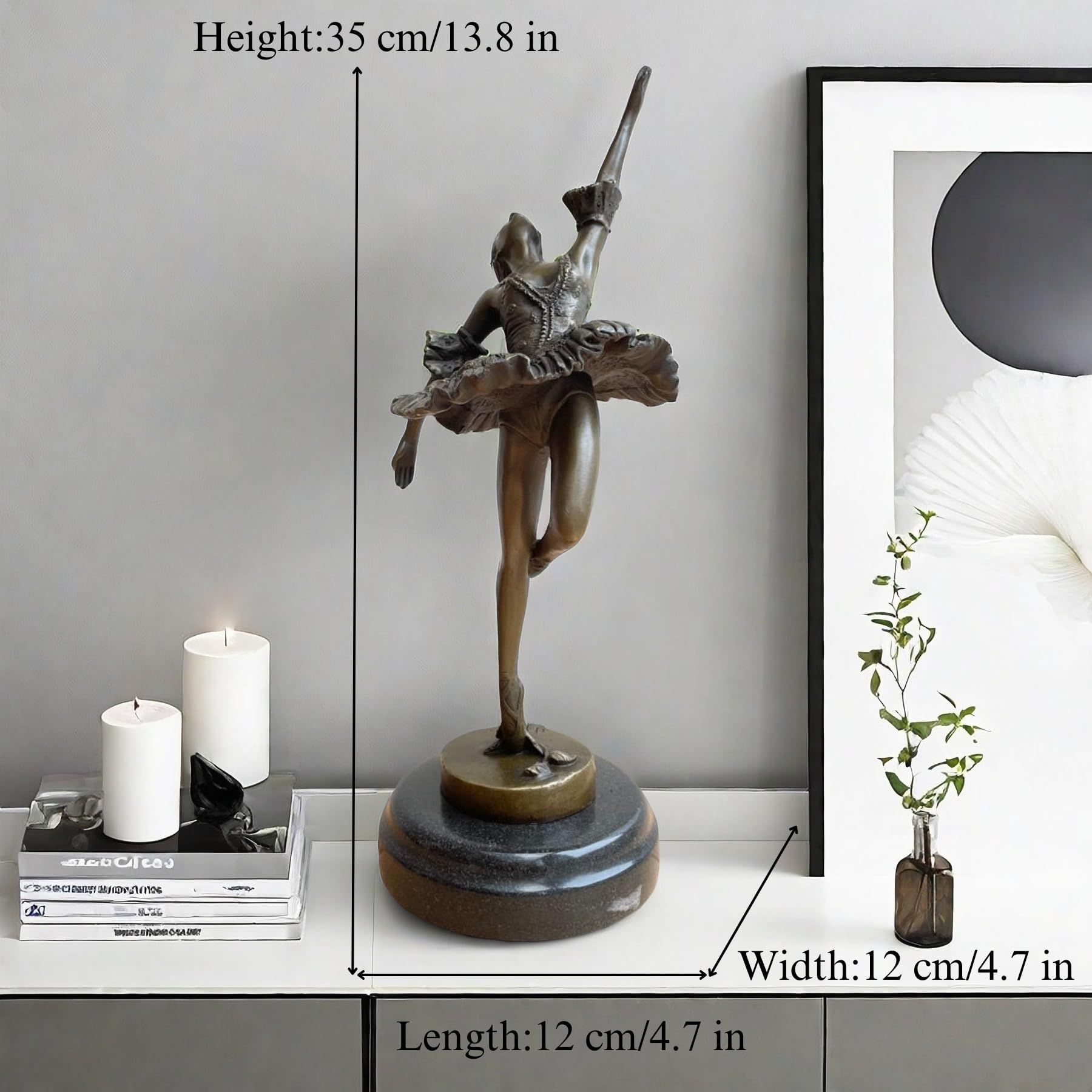 Bronze Ballet Dancer Sculpture – 13.8" Elegant Ballerina Statue, Handcrafted Classical Dance Figurine for Home and Art Décor