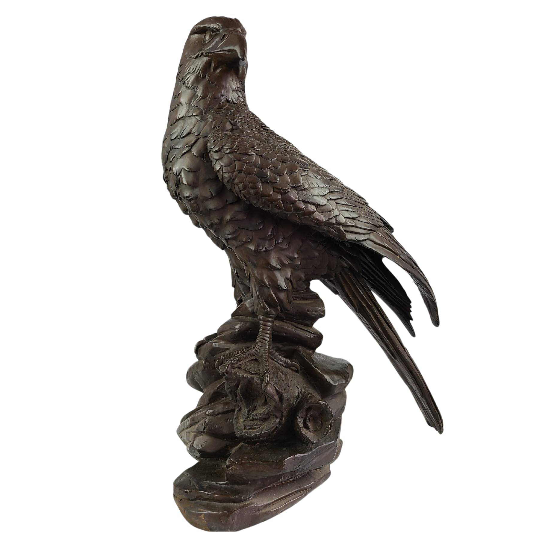 Sovereign Bronze Eagle on Rock Collection - Handcrafted Lost-Wax Casting - Large Eagle Statue with Marble Base for Executive Office, Home Gallery & Luxury Garden Decor