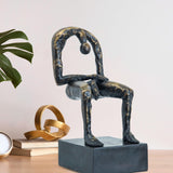 Melancholy Man Abstract Sculpture Inspired by Albert György – Modern Emotional Thinker Statue, Contemporary Brass Art for Luxury Home & Gallery Decor