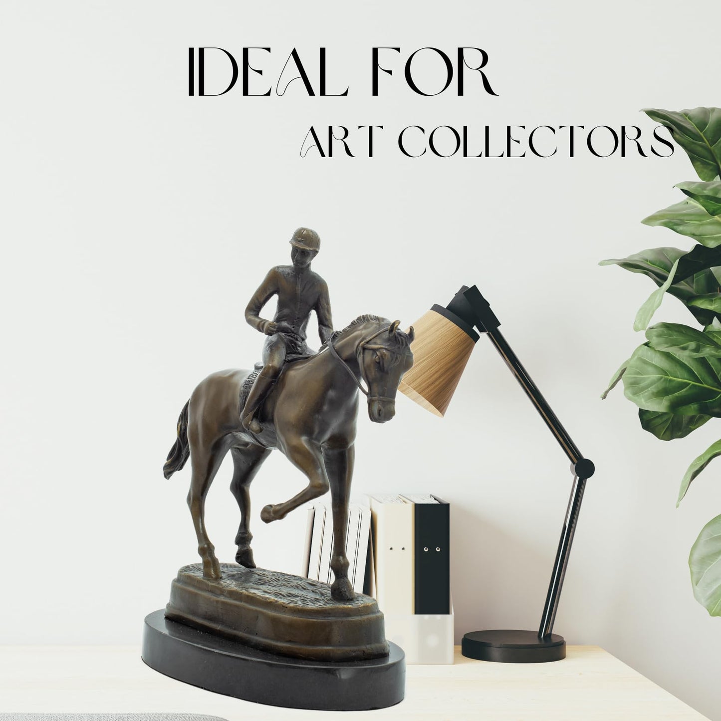 R REALONG Bronze Jockey Polo Academy Racing Riding Horse Statue - Fine Home Decor Accent, Perfect for Equestrian Enthusiasts and Art Collectors, RL-TD403-3963