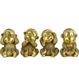 Skulpturen-Set „Vier Weise Affen“ aus Bronze – Nichts (Böses) hören, sehen, sagen, tun – Kunstfiguren aus massivem Messing, handgefertigte Mini-Tierstatuen für die Heim- oder Bürodekoration