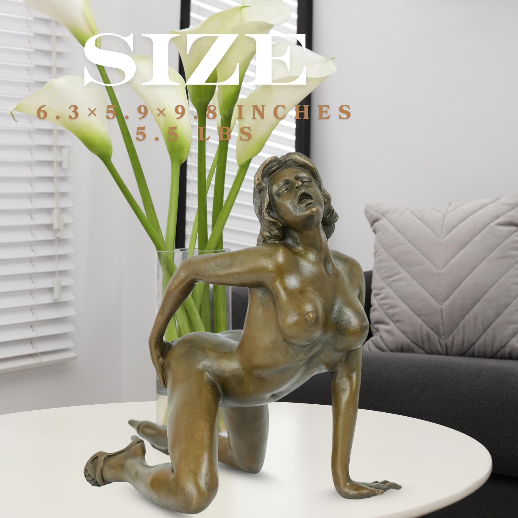 Nude Female Bronze Sculpture - Sexy Naked Woman &Naked Busty Beauty Girl Figurine,Love Bronze Statue and Sculpture Ornament for Home Decor Artistic Collection or Gifts (9.8")