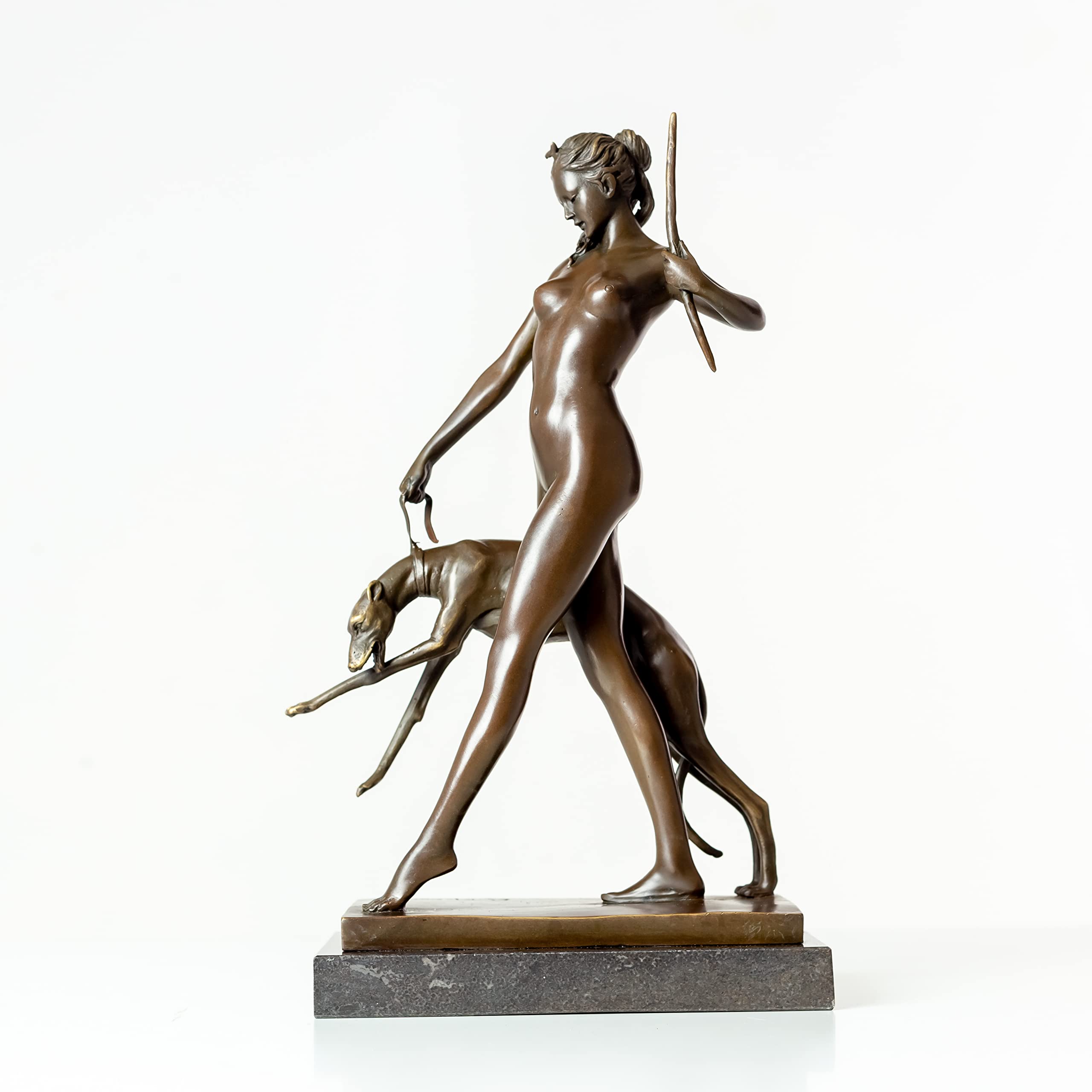 Bronze Huntress Goddess Artemis Statue, Greek Roman Mythological Goddess Figurine