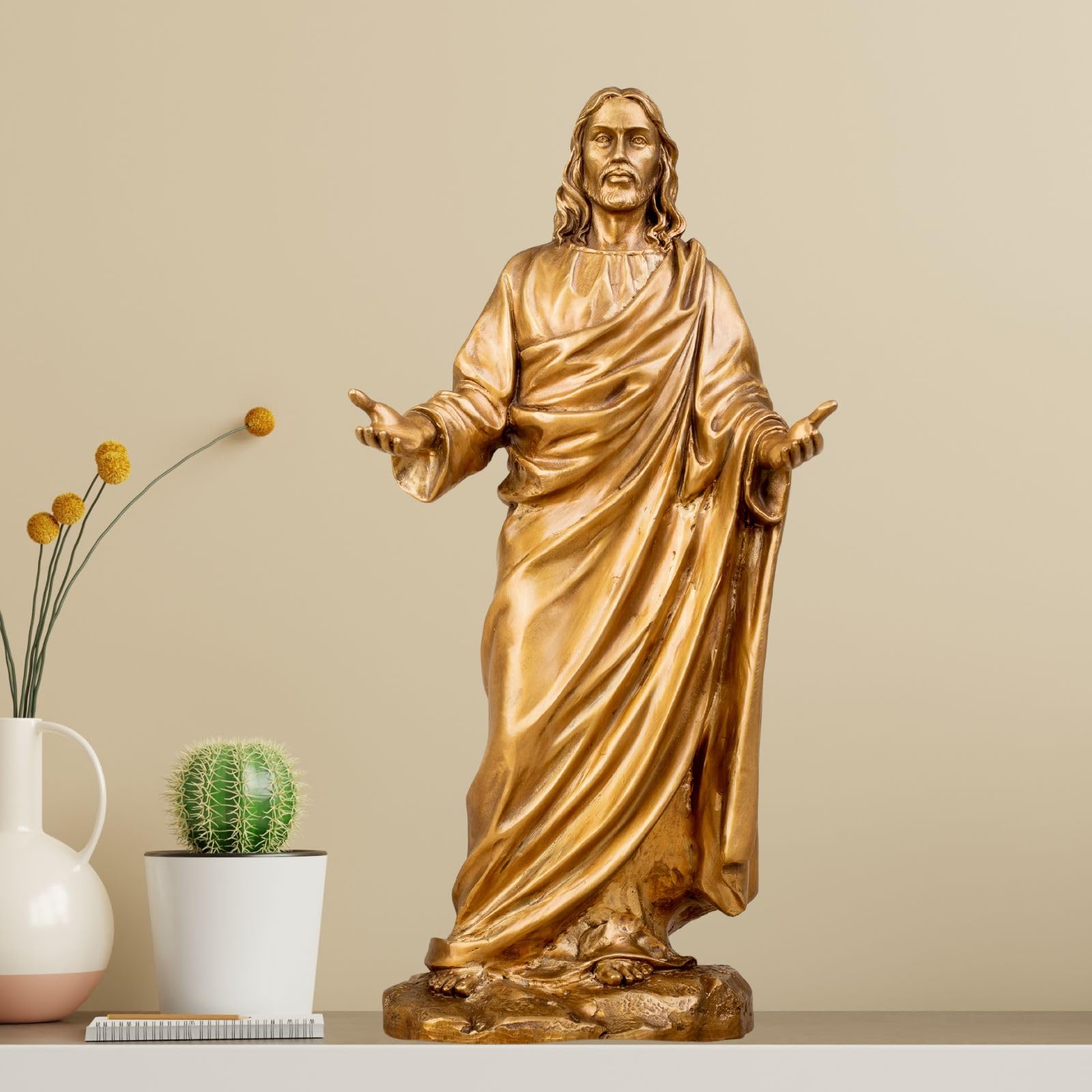 Jesus Christ Statue - Bronze Jesus Sculpture with Open Arms, Son of God Blessing Figurine, Religious Home Decor, Inspirational Christus Figure for Altar, Office, or Gift