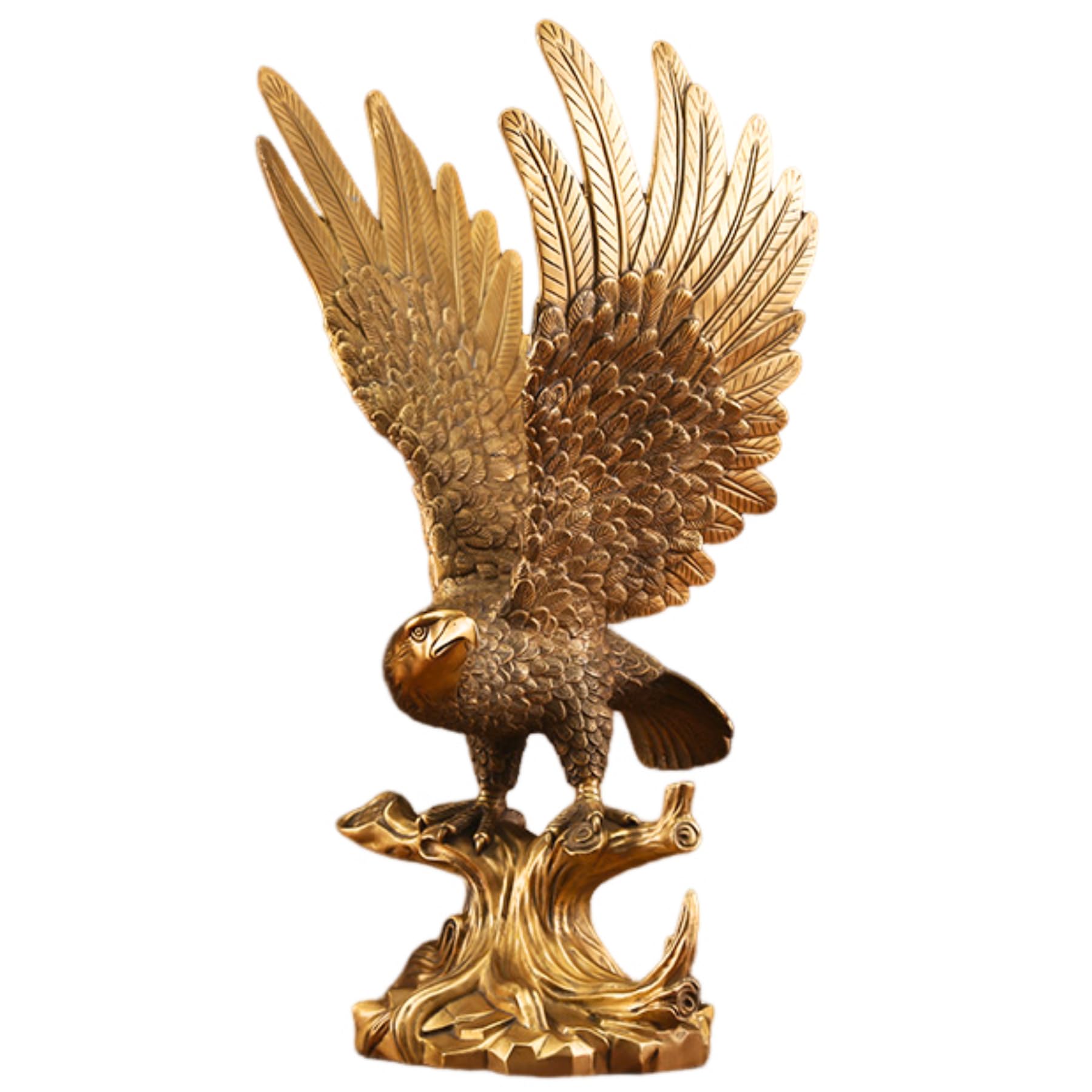 Golden Bronze Eagle Sculpture -  Handcrafted Wing-Spreading Bird of Prey Statue with Luxurious Finish, Wildlife Art Figurine for Home Decor and Gift