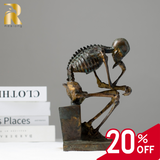 Bronze Skeleton Thinker Statues Sculptures Home Decor-A Masterful Work of Art