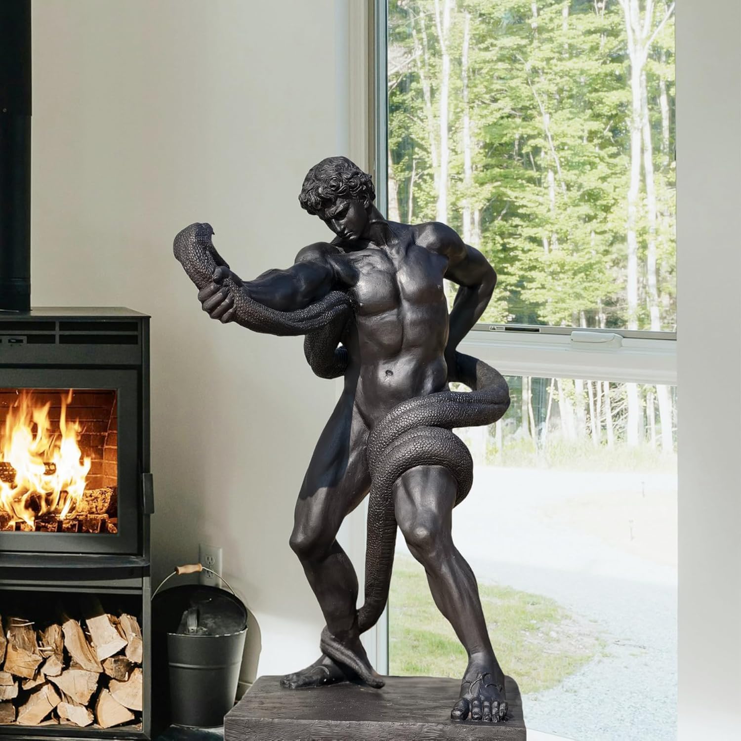 Athlete Wrestling with a Python Bronze Sculpture - 33.5" Handcrafted Replica of Frederic Leighton’s 1877 Masterpiece - Grand Scale Solid Bronze Statue for Home, Office & Gallery