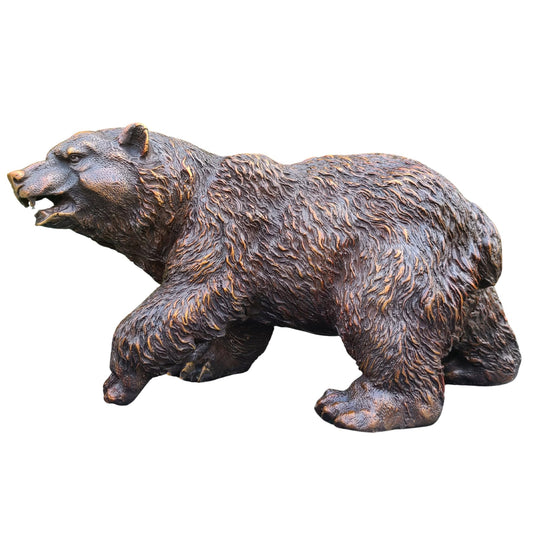 Bronze Grizzly Bear Walking Statue – 11" Pure Bronze Wildlife Sculpture, Handmade Lost-Wax Casting Bear Figurine for Rustic Home Decor, Lodge, Office, or Collector Gift