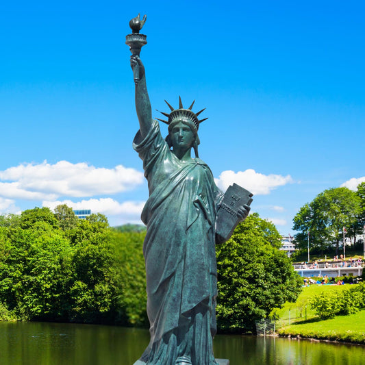 YouFine 【100% Bronze】 Statue of Liberty Sculpture Museum-Quality Replica - 27.5" Handmade Lost-Wax Cast Antique Art, Green Patina Finish for Gallery, Hotel & Home Décor