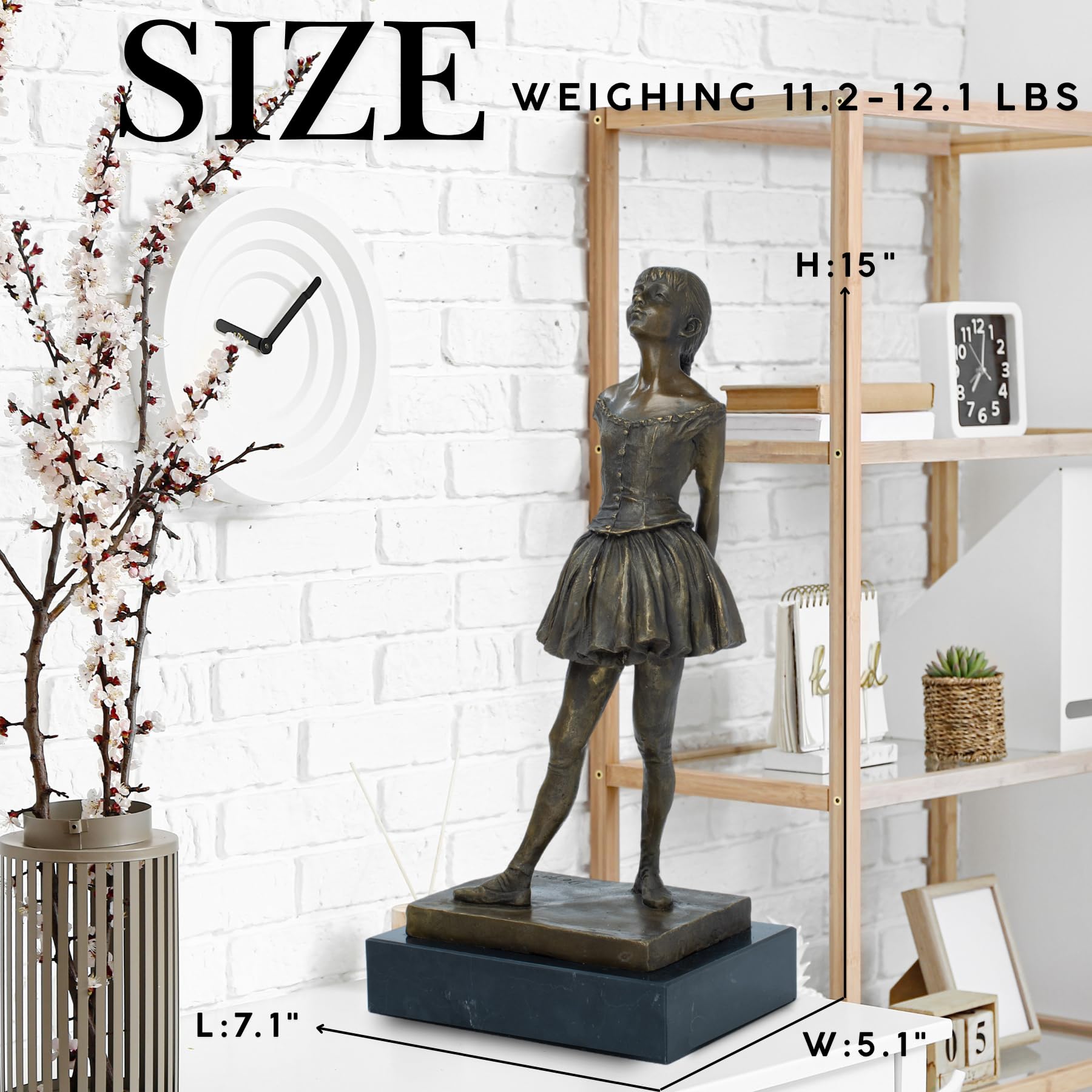 Bronze 14-Year-Old Dancing Girl(Marie Van Goethem) Sculpture with Edgar DegasSignature & Marble Base – Ballet Dancer Figurine – Degas-Inspired Art for Home Decor & Collectors