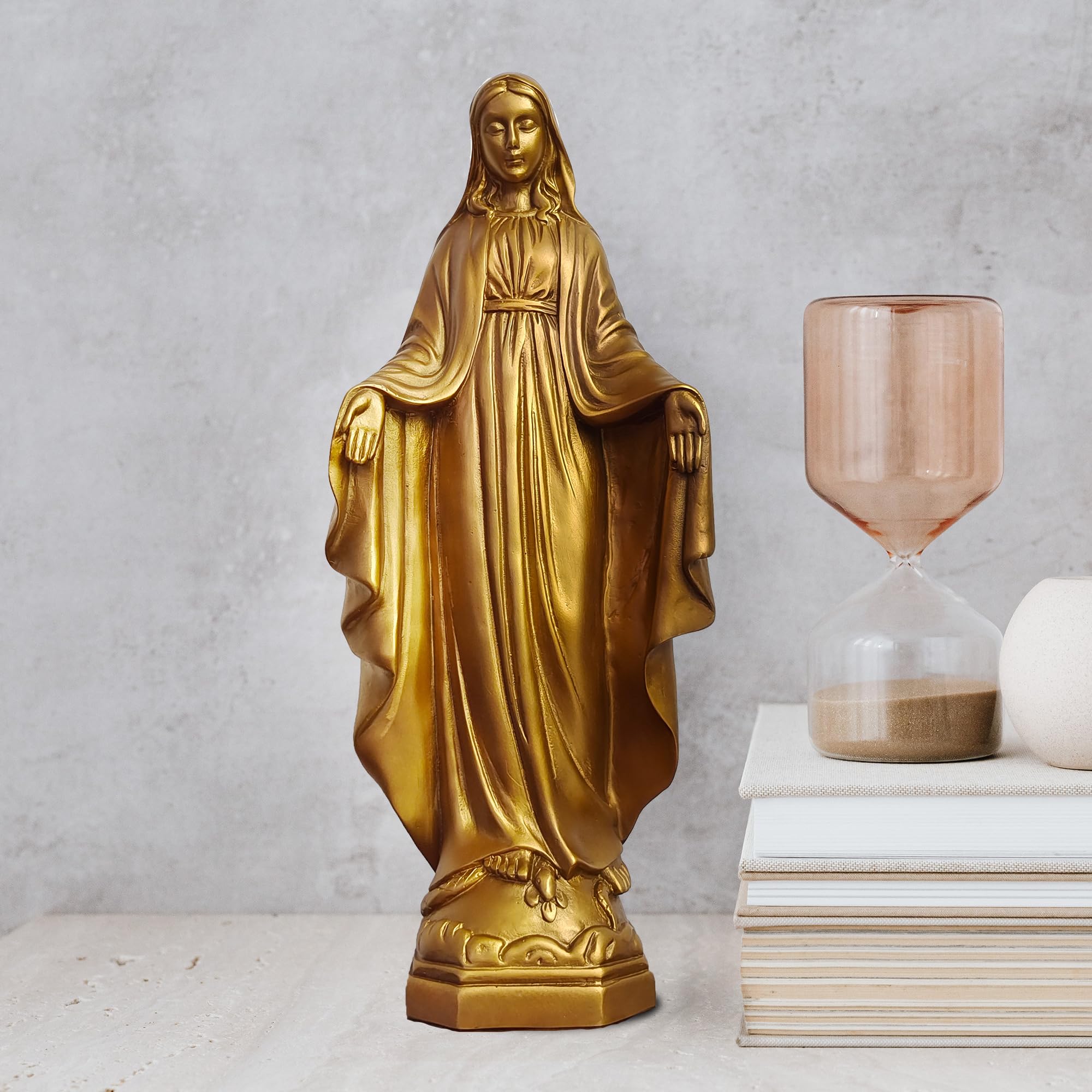 Blessed Virgin Mary Bronze Statues - Handcrafted Lost-Wax Casting Religious Sculptures - Catholic Madonna & Our Lady Figurines - Premium Sacred Art Gifts for Home Altars & Chapels