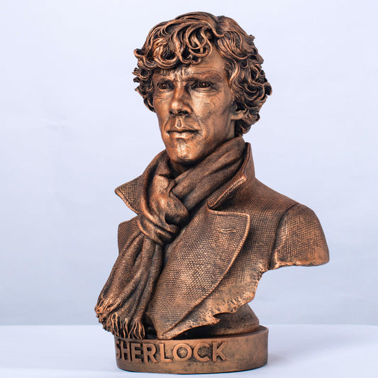 Sherlock Holmes Bronze Finish Resin Bust - 9.1” Tall Limited Edition Sculpture, Handcrafted Collectible Figure for Elegant Home & Office Decor