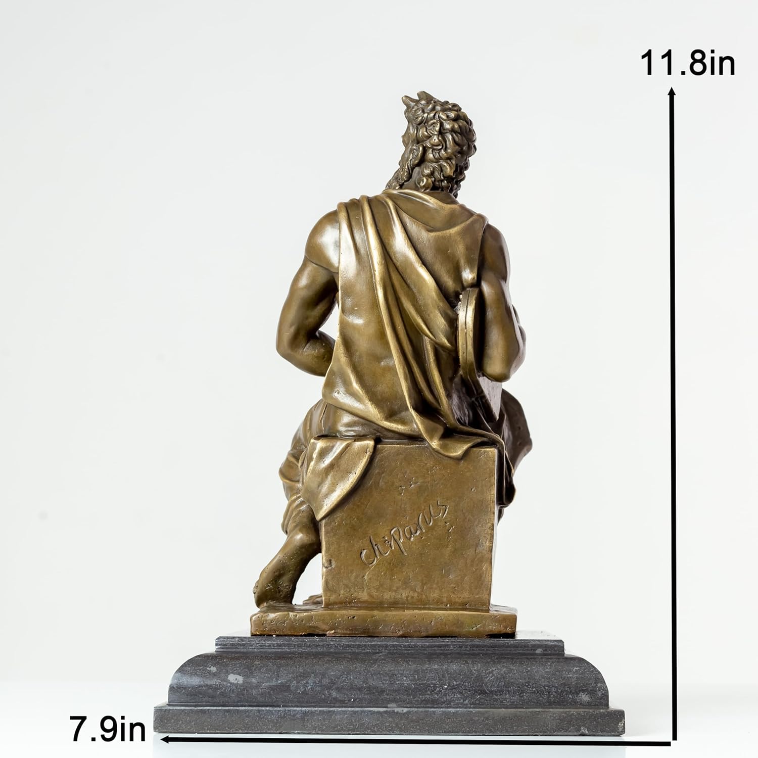 Bronze Classical Moses Figurine - Michelangelo Replica, Famous Western Religious Art Moses Bronze Statues, and Sculptures for Home Office Decor