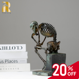 Bronze Skeleton Thinker Statues Sculptures Home Decor-A Masterful Work of Art