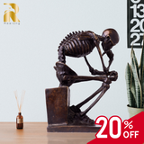 Bronze Skeleton Thinker Statues Sculptures Home Decor-A Masterful Work of Art