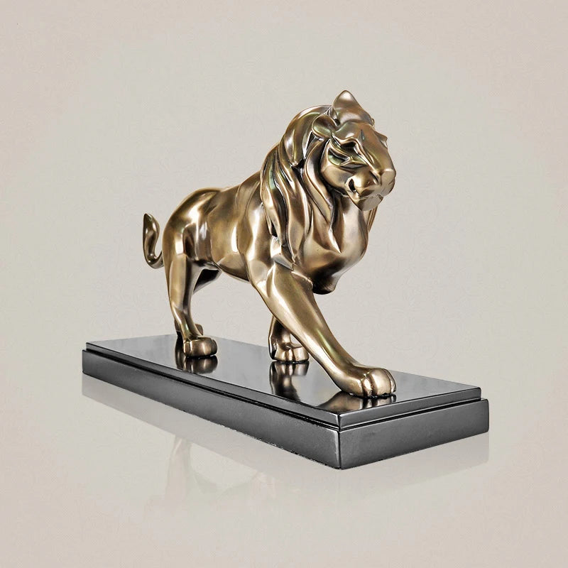 Modern Art Resin Animal Statue Golden Lion Resin Sculpture Abstract Nordic Figurine for Home Decoration Accessories Ornament