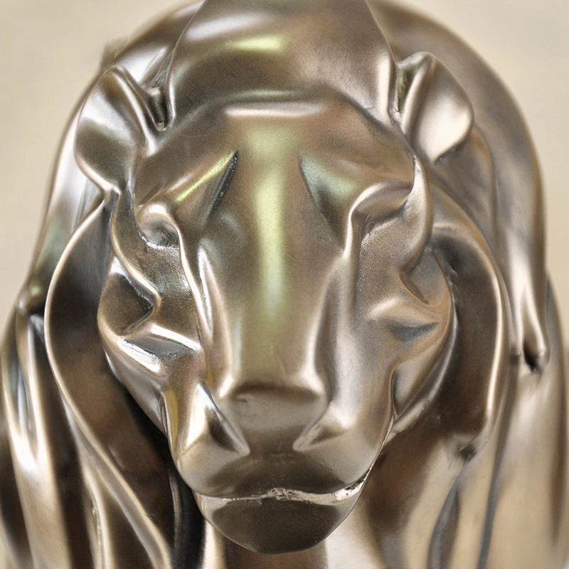 Modern Art Resin Animal Statue Golden Lion Resin Sculpture Abstract Nordic Figurine for Home Decoration Accessories Ornament