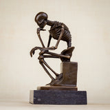 Bronze Skeleton Thinker Statues Sculptures Home Decor-A Masterful Work of Art