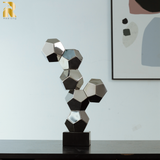 16.1'' Modern Creative Stainless Steel Geometric Sculpture Abstract Statues for Home Decor Home Decor Desktop Decoration Hotel Decoration