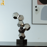 16.1'' Modern Creative Stainless Steel Geometric Sculpture Abstract Statues for Home Decor Home Decor Desktop Decoration Hotel Decoration