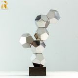 16.1'' Modern Creative Stainless Steel Geometric Sculpture Abstract Statues for Home Decor Home Decor Desktop Decoration Hotel Decoration