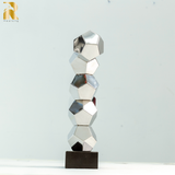 16.1'' Modern Creative Stainless Steel Geometric Sculpture Abstract Statues for Home Decor Home Decor Desktop Decoration Hotel Decoration