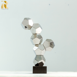 16.1'' Modern Creative Stainless Steel Geometric Sculpture Abstract Statues for Home Decor Home Decor Desktop Decoration Hotel Decoration