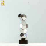 16.1'' Modern Creative Stainless Steel Geometric Sculpture Abstract Statues for Home Decor Home Decor Desktop Decoration Hotel Decoration