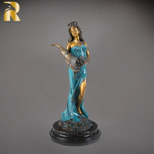 Bronze Tyche Statue Goddess of Luck Bronze Sculpture Greek Roman Goddess of Fortune Western Classical Art Crafts Home Decor