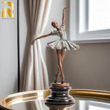 Graceful Bronze Ballet Dancer Sculpture Ballerina Dance Bronze Statue Ballet Dancing Girl Figures For Home Art Decor Gifts