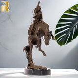 40cm Western Art Bronze Cowboy Ridding Horse Sculpture Rider on Horse Statues Bronze Casting Handcrafts For Home Decor Gifts