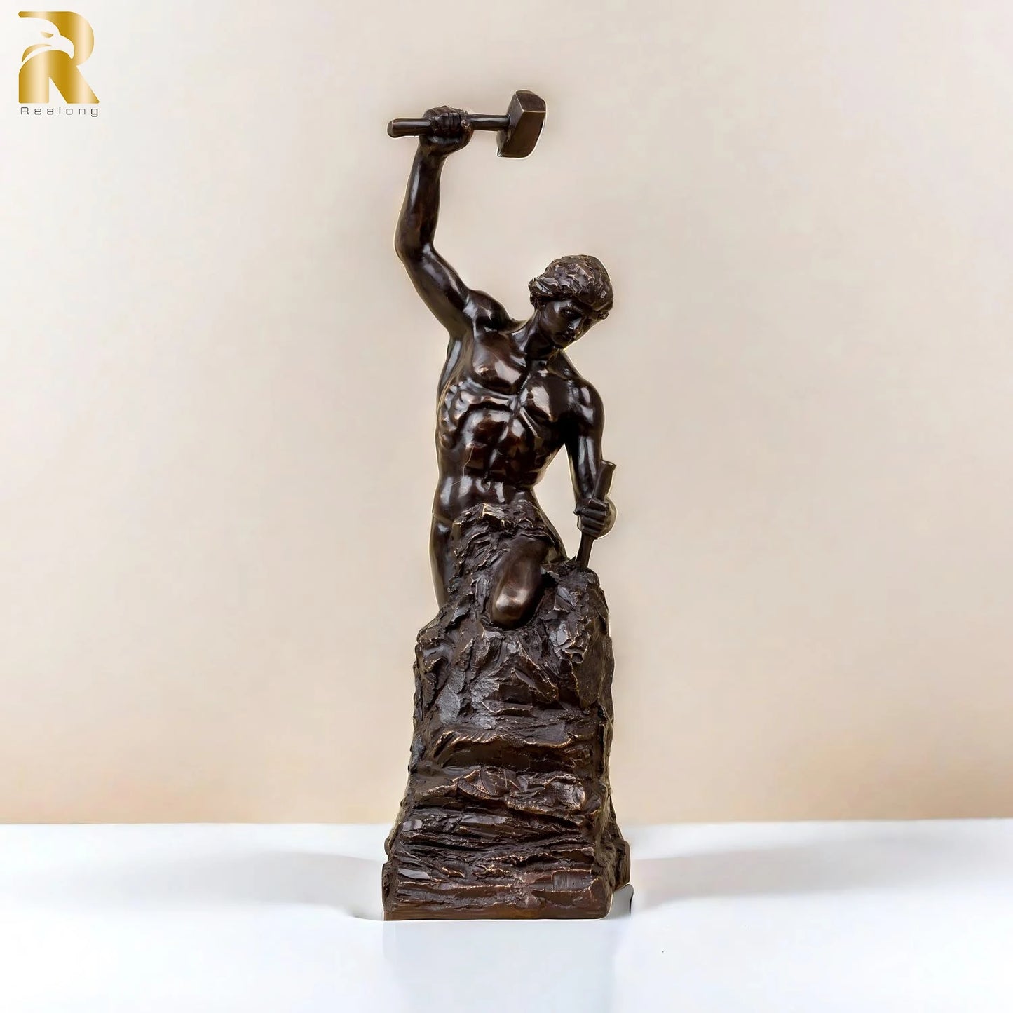 18.5" Bronze Self Made Man Sculpture Famous Self Made Man Statue Hot Casting Bronze Art Figurines Home Indoor Decor Collection