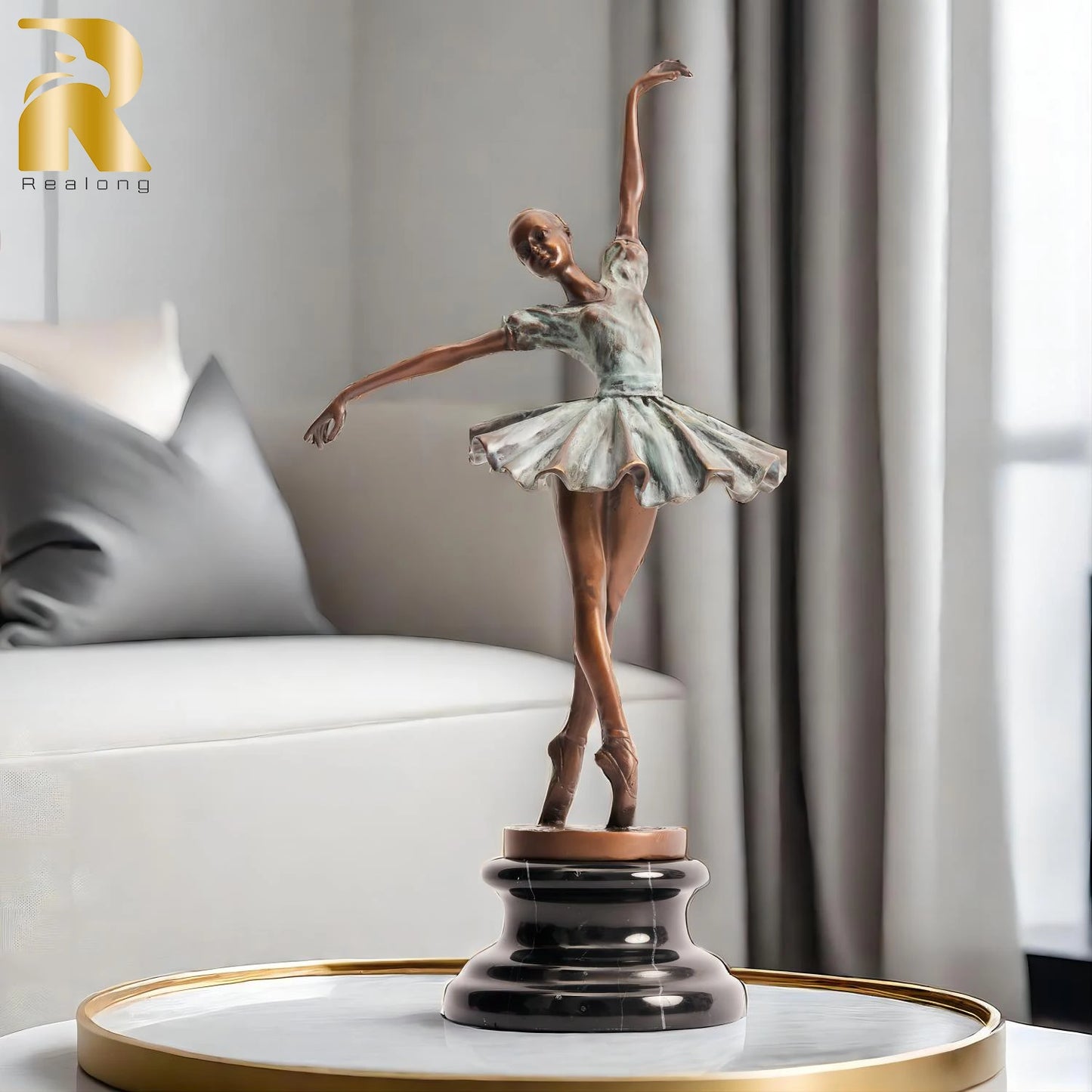 Graceful Bronze Ballet Dancer Sculpture Ballerina Dance Bronze Statue Ballet Dancing Girl Figures For Home Art Decor Gifts