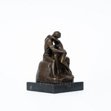 The Kiss Bronze Statues Famous Lovers Figurine Rodin Bronze Kiss Sculpture With Marble Base For Home Decor Anniversary Gift