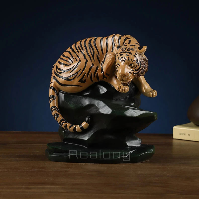 Tiger Bronze Sculpture Bronze Tiger Statue Bronze Animal Figurine Antique Crafts For Home Decoration Ornament Gifts