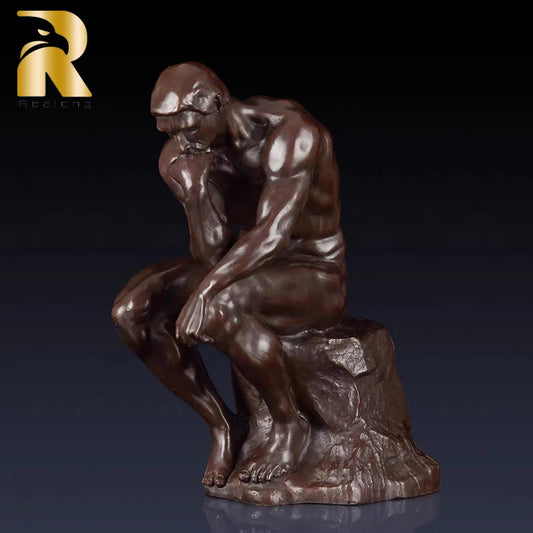 The Thinker Bronze Statue Famous Bronze Thinker Man Sculpture Inspired Rodin Thinking Man Figurines For Home Decor Ornament