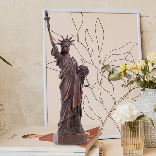 11" Statue of Liberty Bronze Sculpture Statue of Liberty Goddess Figurine Lost-Wax Cast Western Art Handcrafted Home Decoration