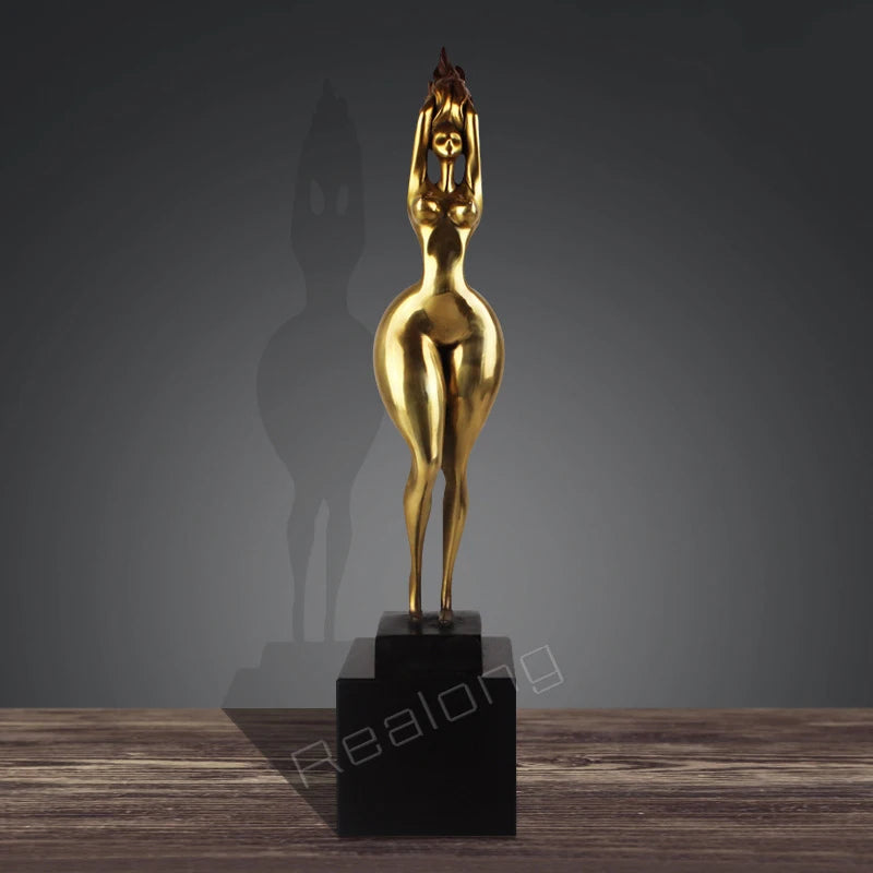 Modern Art Sexy Girl Statue Abstract Bronze Kneeled Nude Female Sculpture Crafts Casting Art Figurine For Home Decor Gifts