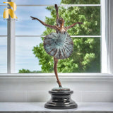 Graceful Bronze Ballerina Dancer Sculpture Ballet Dancing Girl Bronze Statue on Marble Base Handmade Figurines Home Art Decor