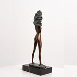 35cm Bronze Western Sexy Standing Female Statue Sexy Stripping Girl Bronze Sculpture Naked Female Figurine Art Decor