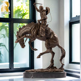 40cm Western Art Bronze Cowboy Ridding Horse Sculpture Rider on Horse Statues Bronze Casting Handcrafts For Home Decor Gifts