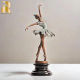 Graceful Bronze Ballet Dancer Sculpture Ballerina Dance Bronze Statue Ballet Dancing Girl Figures For Home Art Decor Gifts