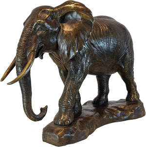 African elephant bronze statue three-quarter right angle view displaying realistic wildlife detail