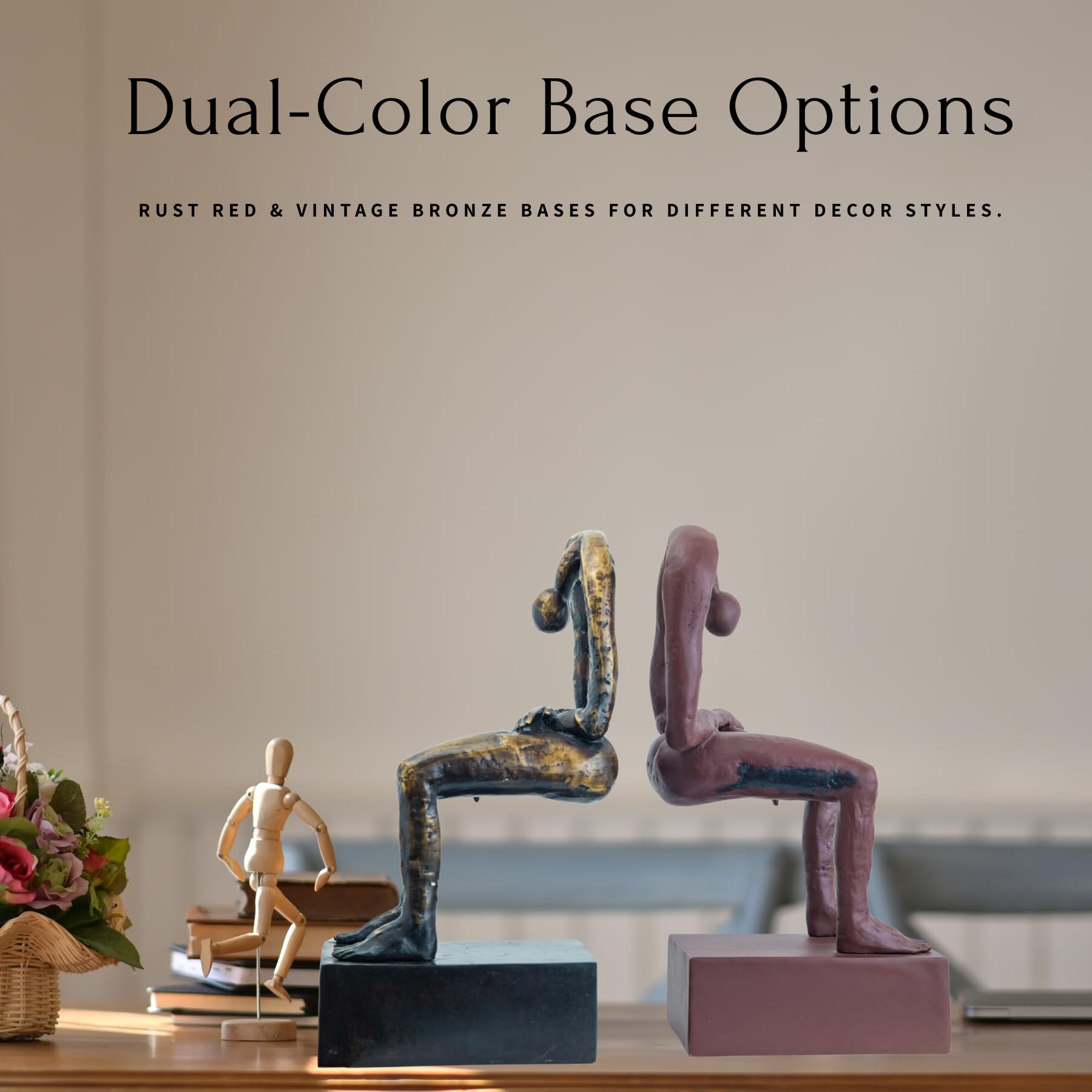 Albert György melancholy man bronze sculpture dual color base options comparison display
