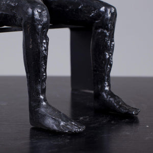 Albert György melancholy man bronze sculpture leg and foot detail close up craftsmanship
